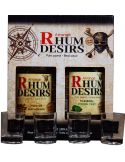 Coffret cadeau Rhum pour 2 bouteilles 70cl + 4 shooters RHUM DESIRS